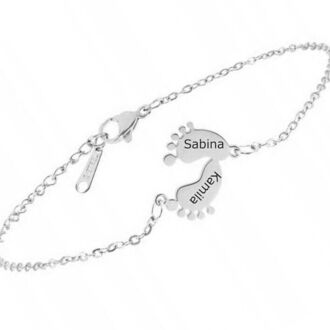 LB050a Bransoletka STÓPKI ze stali CHIRURGICZNEJ z grawerem 