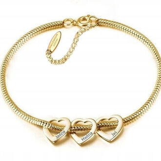 LB039c Bransoletka ŻMIJKA Z SERCAMI ze stali CHIRURGICZNEJ z grawerem 