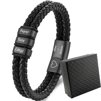 TB221 ELEGANCKA bransoletka skórzana z grawerem 