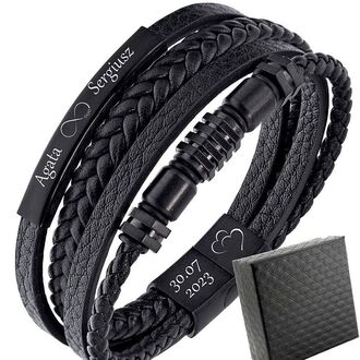 TB222 Bransoletka ELEGANCKA skórzana z grawerem 