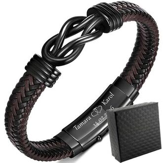 TB224 ELEGANCKA bransoletka skórzana WĘZEŁ z grawerem regulowana