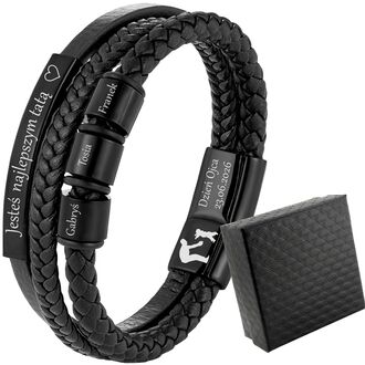 TB229 ELEGANCKA bransoletka skórzana z grawerem 