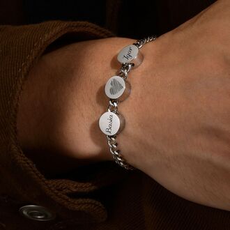 TB233 ELEGANCKA bransoletka MĘSKA z grawerem WYBÓR ILOŚCI BLASZEK