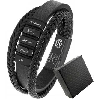 TB234 ELEGANCKA bransoletka skórzana z siedmioma miejscami na grawer