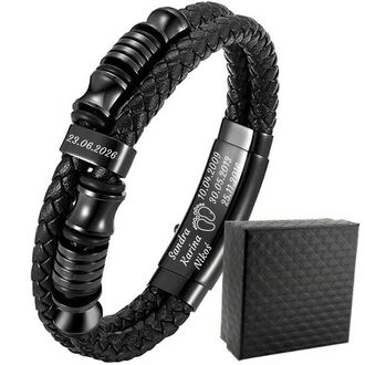 TB236  Bransoletka ELEGANCKA skórzana grawer