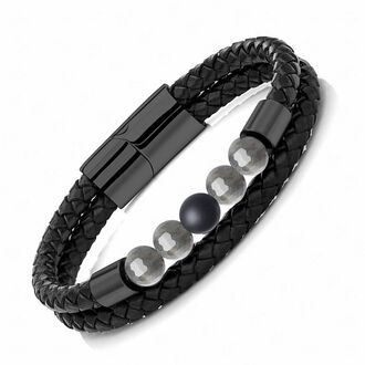 UB310a Bransoletka skórzana z KORALIKAMI