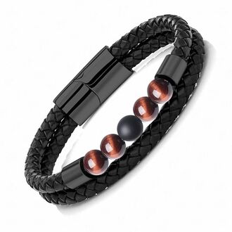 UB310b Bransoletka skórzana z KORALIKAMI