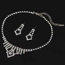 EKO028 Komplet naszyjnik kolczyki srebrny CYRKONIE kryształki 