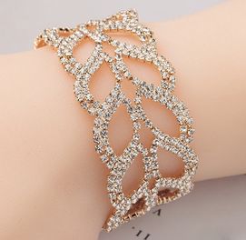 EB046a Bransoletka złota cyrkonie KRYSZTAŁKI ślubna